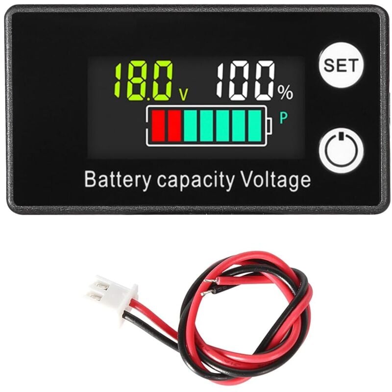 [NUNCA USADO] Voltímetro de batería de CC de 8 V a 100 V para baterías de plomo-ácido y litio, pantalla LCD de 12 V, 24 V y 48 V - INHHUB