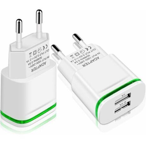 [JAMAIS UTILISÉ]Vtizikl Chargeur Prise USB Secteur, 2-Pack 2.1A 5V 2 Ports Adaptateur Alimentation Universel LED Replacement for iPhone 11 XR X XS Max 8 7 6 6S Plus 5S, Samsung Galaxy/Note, Pad, Xiaom
