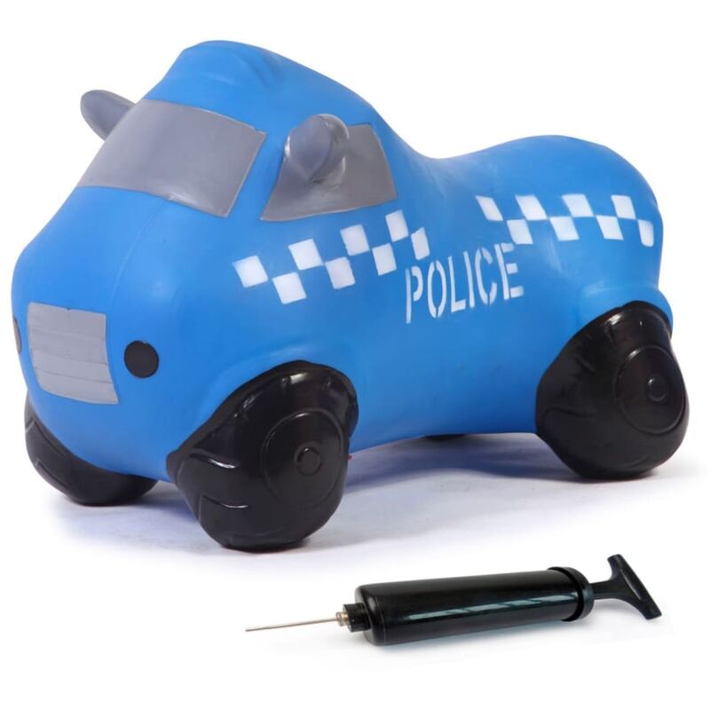 

Juguete saltarín coche de policía color azul con bomba de aire - Azul - Jamara