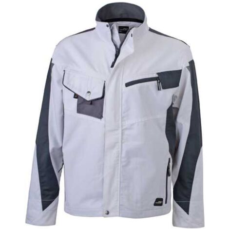 James & Nicholson Arbeitsjacke JN821 Gr. 4XL weiß/grau