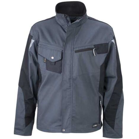 James & Nicholson Arbeitsjacke JN821 Gr. 6XL grau/schwarz