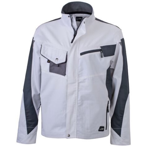James & Nicholson Arbeitsjacke JN821 Gr. XL weiß/grau