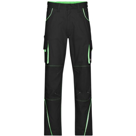 James & Nicholson Funktionelle Arbeitshose JN847 Gr. 44 black/lime-green