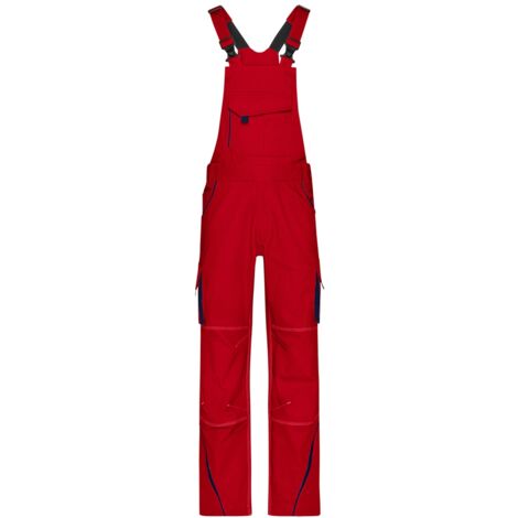 James & Nicholson Funktionelle Latzhose JN848 Gr. 42 red/navy