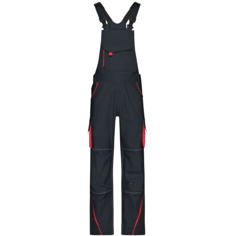 James & Nicholson Funktionelle Latzhose JN848 Gr. 48 carbon/red