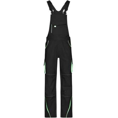 James & Nicholson Funktionelle Latzhose JN848 Gr. 60 black/lime-green