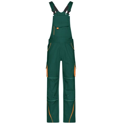 James & Nicholson Funktionelle Latzhose JN848 Gr. 60 dark-green/orange