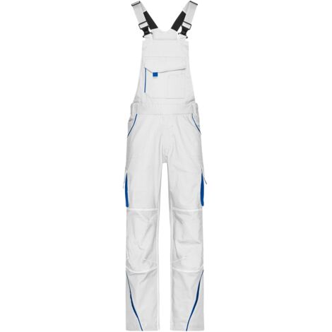 James & Nicholson Funktionelle Latzhose JN848 Gr. 60 white/royal