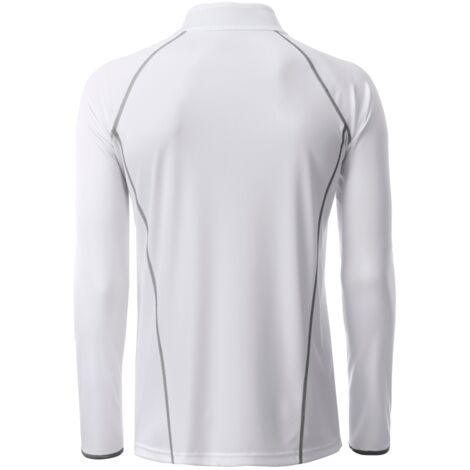 JAMES & NICHOLSON JN Men's Sports Shirt Longsleeve JN498 white/silver Größe XXL