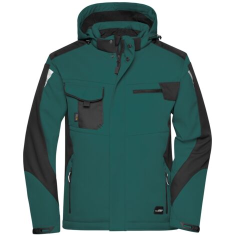 James & Nicholson Professionelle Softshelljacke mit Innenfutter JN824 Gr. 2XL dark-green/black