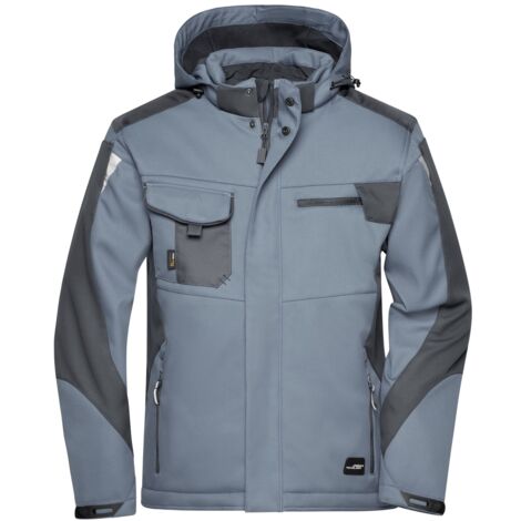 James & Nicholson Professionelle Softshelljacke mit Innenfutter JN824 Gr. 4XL carbon/black