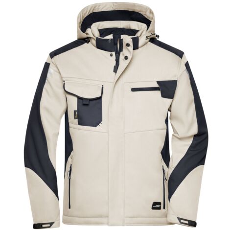 James & Nicholson Professionelle Softshelljacke mit Innenfutter JN824 Gr. 6XL stone/black