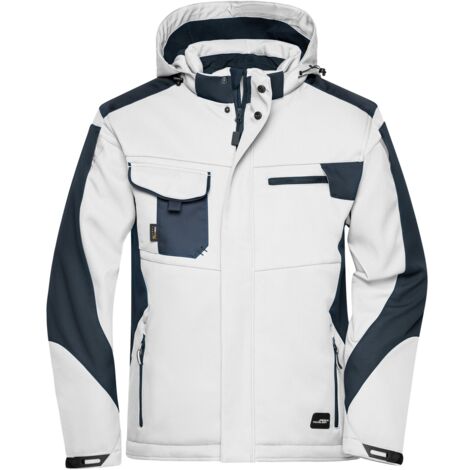 James & Nicholson Professionelle Softshelljacke mit Innenfutter JN824 Gr. M white/carbon