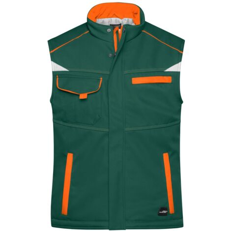 James & Nicholson Softshellweste mit warmem Innenfutter JN854 Gr. M dark-green/orange