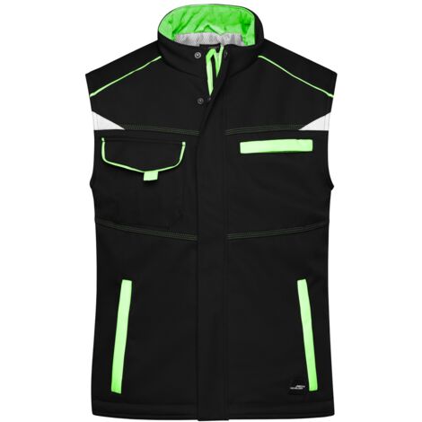 James & Nicholson Softshellweste mit warmem Innenfutter JN854 Gr. S black/lime-green