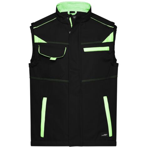 James & Nicholson Softshellweste Wind- und wasserabweisend JN852 Gr. 3XL black/lime-green