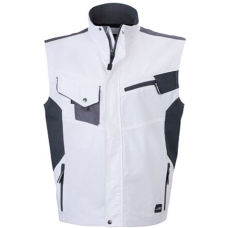 James & Nicholson Workwear Weste JN822 Gr. 2XL white/carbon