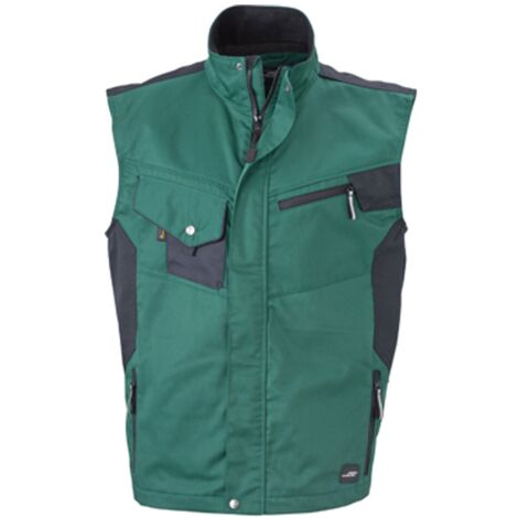 James & Nicholson Workwear Weste JN822 Gr. 3XL dark-green/black