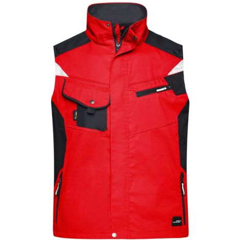James & Nicholson Workwear Weste JN822 Gr. 6XL red/black