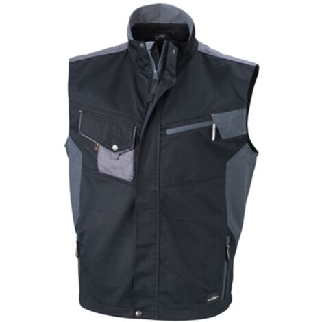James & Nicholson Workwear Weste JN822 Gr. L black/carbon