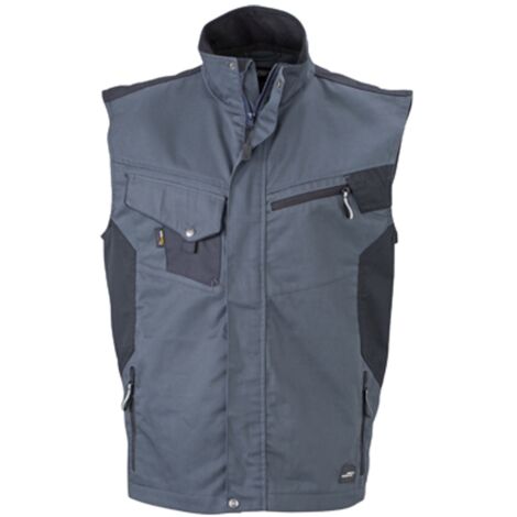 James & Nicholson Workwear Weste JN822 Gr. M carbon/black