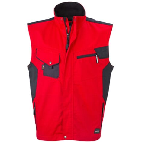 James & Nicholson Workwear Weste JN822 Gr. M red/black