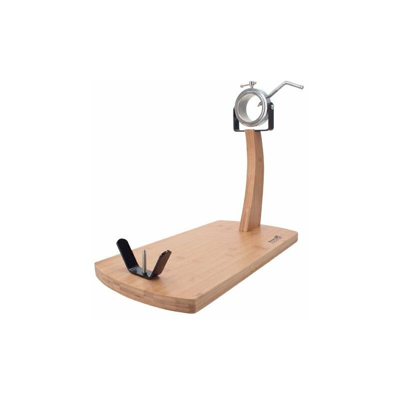 

Tm Home - TM Electron HOCU101 Jamonero de madera de bambú con cabezal metálico, tacos de silicona para una buena adherencia y sistema giratorio para