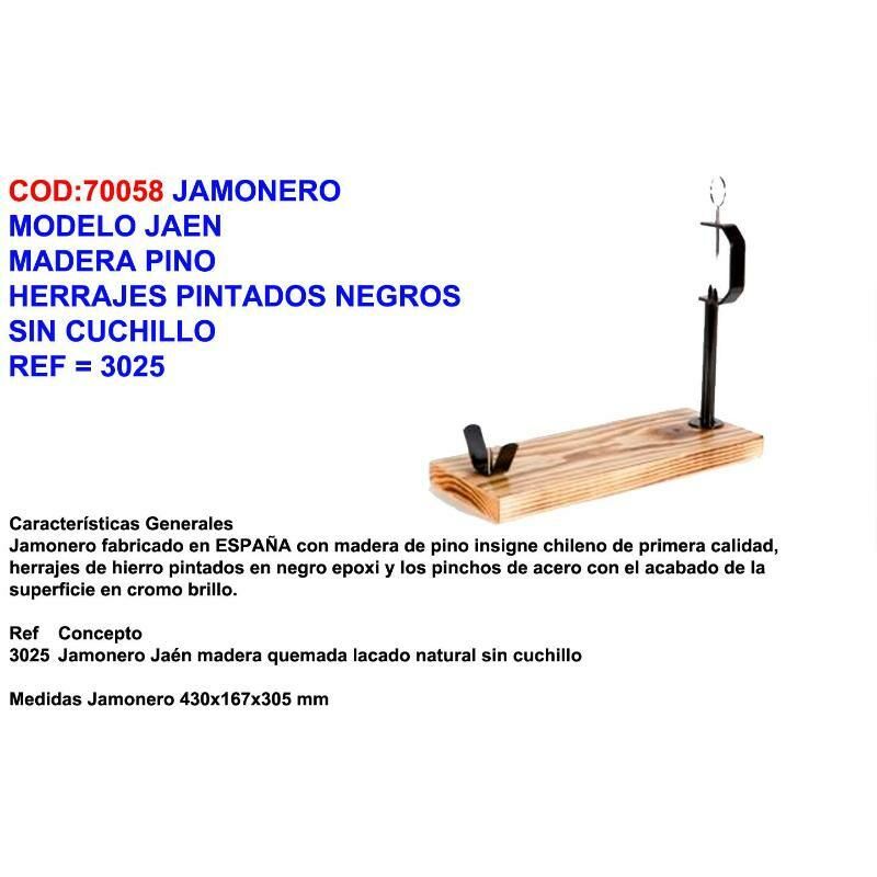 

jamonero mod.jaen madera pino+herraje pint.negro s-cuchillo 3025 - Mibricotienda