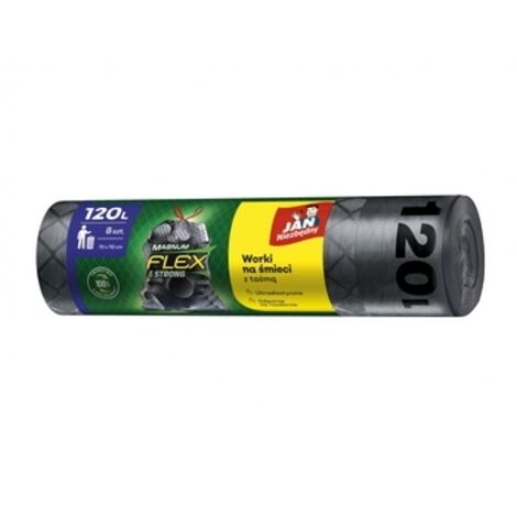 JAN Essential Müllbeutel Magnum Flex&Strong mit Klebeband 120 L - 8 Stück.