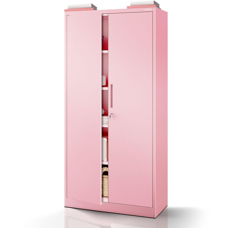 Armoire de bureau à domicile JAN, 900 x 1850 x 400 mm, Fresh Style: rose poudré