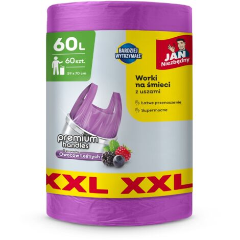 JAN NIEZBĘDNY HD Müllsäcke mit Griffen 60L - Waldfruchtduft 60 Stück (XXL)
