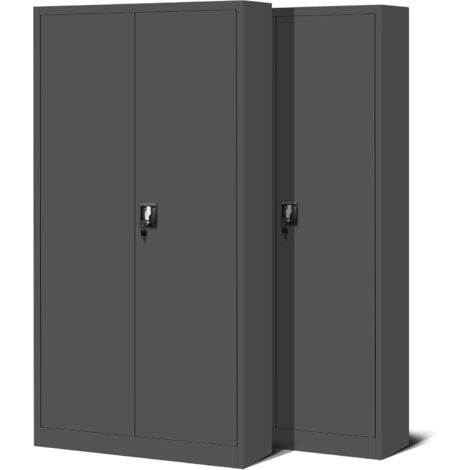 Jan Nowak 2er Set Aktenschrank C001H BĂĽroschrank Metallschrank Stahlschrank Werkzeugschrank Stahlblech Pulverbeschichtet FlĂĽgeltĂĽrschrank AbschlieĂźbar 195 cm x 90 cm x 40 cm (anthrazit/anthrazit)