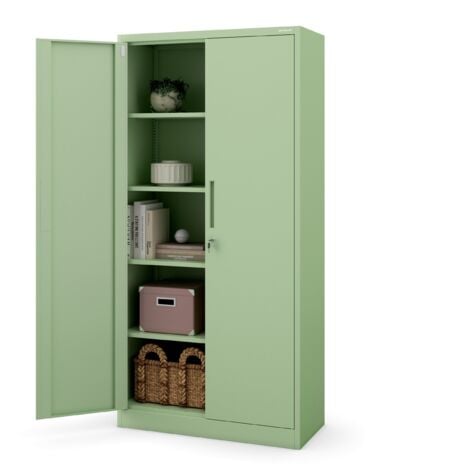 Jan Nowak Aktenschrank C001H Büroschrank Metallschrank Aufbewahrungsschrank 4 verstellbare Fachböden Pulverbeschichtet Abschließbar 195 cm x 90 cm x 40 cm (Beige)