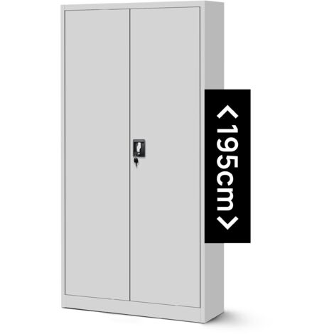 Jan Nowak Aktenschrank C001H Büroschrank Metallschrank Stahlschrank Werkzeugschrank Stahlblech Pulverbeschichtet Flügeltürschrank Abschließbar 195 cm x 90 cm x 40 cm - grau