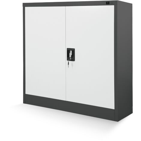 Jan Nowak C001B kleiner Aktenschrank abschließbar Büroschrank Metallschrank Wertfachschrank 92,5 cm x 90 cm x 40 cm Anthrazit - weiß