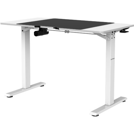Jan Nowak Elektrisch Höhenverstellbarer Schreibtisch Bürotisch Ergonomisch mit Tischplatte Stahlfüßen Touchscreen Memoryfunktion Kopfhörerhaken Getränkehalter (Weiß, 110 x 60 cm)