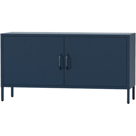 Jan Nowak Fernsehschrank ROSA TV Schrank TV mit  Beinen Board für Wohnzimmer, Schlafzimmer Metall Fernsehtisch mit Türen und Stauraum, 115 x 59,5 x 40 cm, Dunkelblau