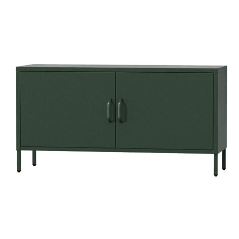 Jan Nowak Fernsehschrank ROSA TV Schrank TV mit  Beinen Board für Wohnzimmer, Schlafzimmer Metall Fernsehtisch mit Türen und Stauraum, 115 x 59,5 x 40 cm, Flaschengrün