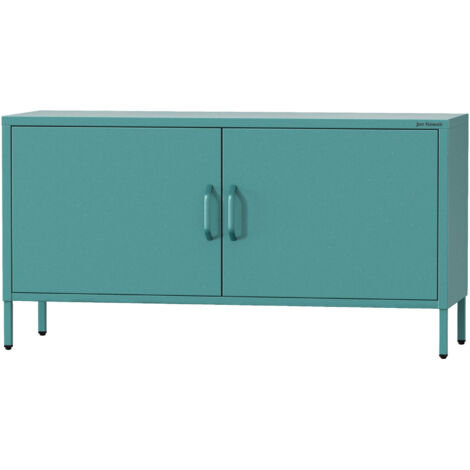 Jan Nowak Fernsehschrank ROSA TV Schrank TV mit  Beinen Board für Wohnzimmer, Schlafzimmer Metall Fernsehtisch mit Türen und Stauraum, 115 x 59,5 x 40 cm, Seegrün
