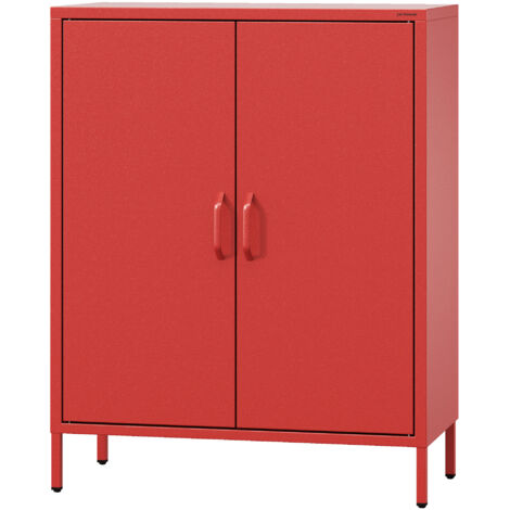Jan Nowak Kommode mit Doppeltür VITO Sideboard 2 türig kleiner Schrank mit Beinen Magnetverschluss verstellbare Einlegeböden Metall Wohnzimmer Flur, 80 x 101,5 x 40 cm, Seegrün VITO Sideboard 2 türig 
