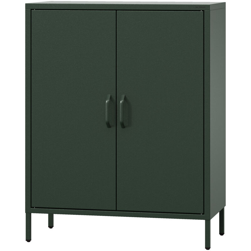 Jan Nowak Kommode Mit Doppeltür Vito Sideboard 2 Türig Kleiner Schrank Mit Beinen Magnetverschluss Verstellbare Einlegeböden Metall Wohnzimmer