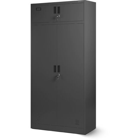 Jan Nowak Mehrzweckschrank C117 Aktenschrank Büroschrank Metallschrank Spint Schubladen abschließbar 185 cm x 90 cm x 50 cm - anthrazit