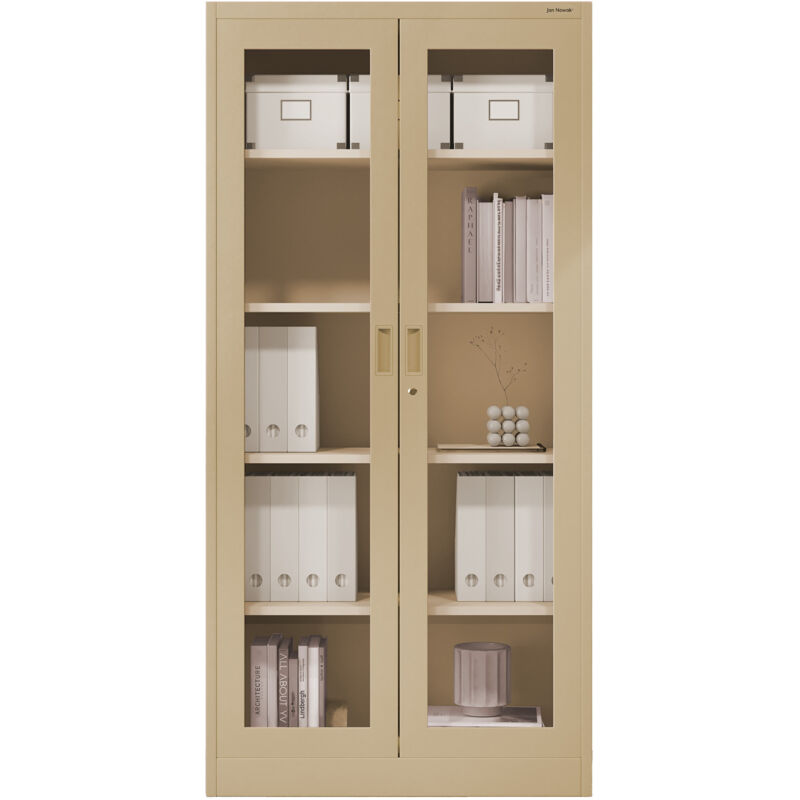 Jan Nowak Aktenschrank Medizinschrank Büroschrank Flügeltürschrank Glasvitrine 4 Fachböden Stahl Abschließbar 185 Cm X 90 Cm X 40 Cm Farbe,