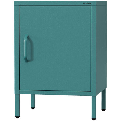 Jan Nowak Nachttisch MIA Nachtschrank mit Beinen Metallschrank Stahlschrank mit einer Tür Nachtschrank Nachtkommode Schlafzimmer Kinderzimmer Abschließbar, 42,4 x 59,5 x 40 cm, Seegrün