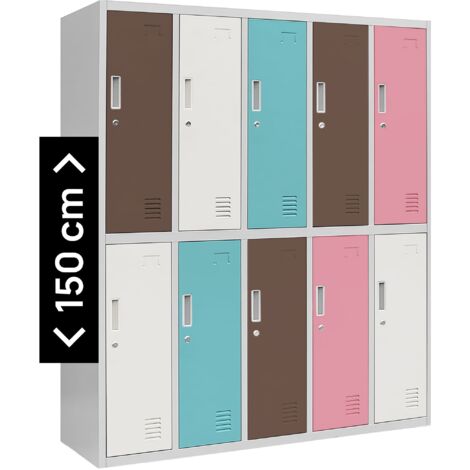 Jan Nowak Schließfachschrank 5B2AS Umkleideschrank Wertfachschrank Umkleideschrank mit 10 Fächern Stahlblechkonstruktion Pulverbeschichtet 150 cm x 136 cm x 45 cm (H x B x T) (Pastellfarben)