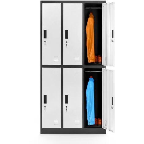 Jan Nowak Spint 3B2A Schließfachschrank Fächerschrank Wertfachschrank Umkleideschrank 6 Fächer Stahlblech Pulverbeschichtet 185cm x 90cm x 45cm anthrazit-weiß