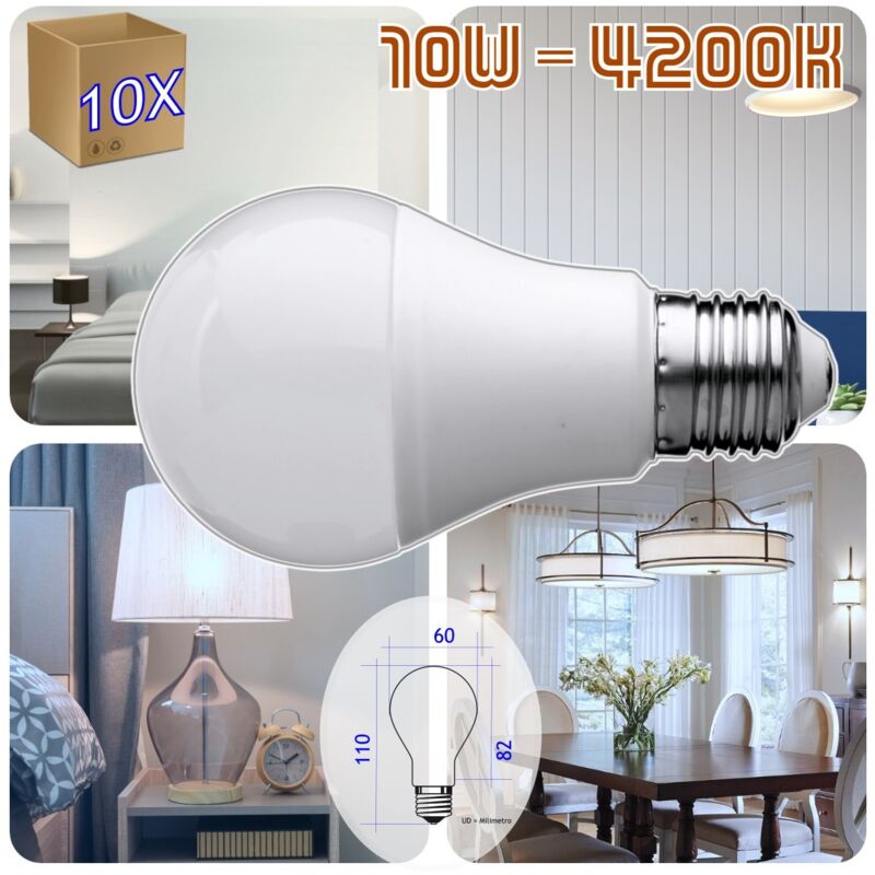 10x Ampoule led Norma A60l 10W E27 à vis 4200K type A60 Ampoule led Standard E27 - Jandei
