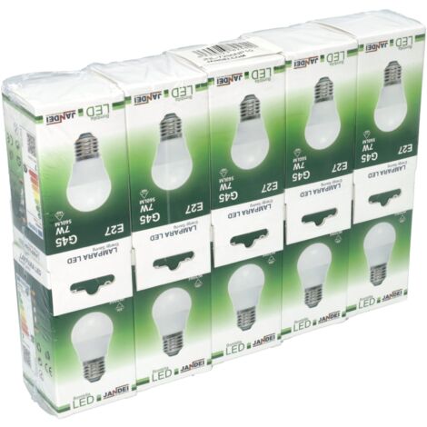 jandei 10 x Bombilla Led E27 G45 de 7W equivalente a 60W, 330º de apertura, en luz blanca neutra 4200K