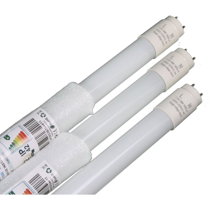 Jandei - Tube led 18W 120 cm 6000K T8 220V verre Connexion 1 côté Boîte 20 pcs Tubes led