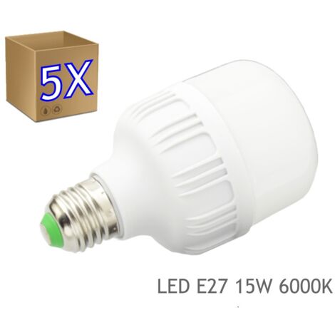 Jandei - 5 x Ampoule LED 15W E27 Lumière à Vis 6000K Blanc Froid Ampoule LED E27 Standard